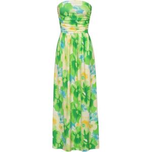 imageGRACE KARIN Women Strapless Casual Loose Ruched Long Maxi Dress with PocketsYellow Blue