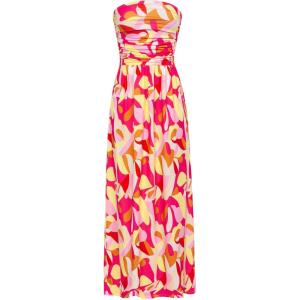 imageGRACE KARIN Women Strapless Casual Loose Ruched Long Maxi Dress with PocketsYellow Pink