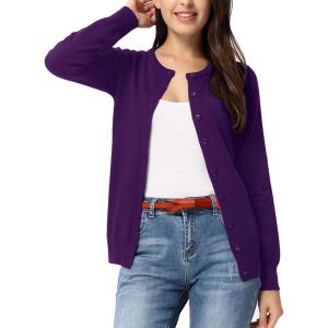 imageGRACE KARIN Womens Classic Long Sleeve Knit Cardigan Sweaters Casual Open Front Button Down Cardigan S3XLDark Purple