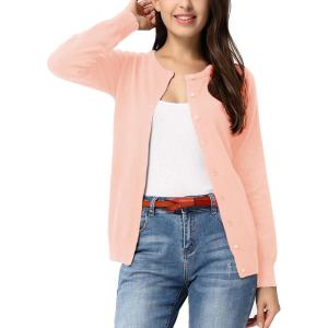 imageGRACE KARIN Womens Classic Long Sleeve Knit Cardigan Sweaters Casual Open Front Button Down Cardigan S3XLLight Pink