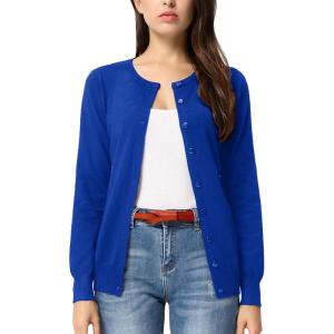 imageGRACE KARIN Womens Classic Long Sleeve Knit Cardigan Sweaters Casual Open Front Button Down Cardigan S3XLRoyal Blue