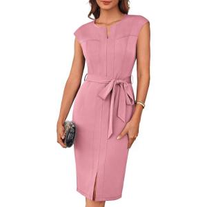 imageGRACE KARIN Womens Wear to Work Dresses Cap Sleeve Bodycon Midi Business Casual Outfits Office Attire Pencil Church DressPink