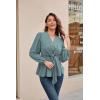 imageGRACE KARIN 2024 Womens Elegant Peplum Tops V Neck Tie Front Long Sleeve Shirts Tops BlouseGrayl43