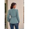 imageGRACE KARIN 2024 Womens Elegant Peplum Tops V Neck Tie Front Long Sleeve Shirts Tops BlouseGrayl43