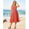 imageGRACE KARIN 2025 Womens Dress Summer Sleeveless Casual Vacation Embroidered Midi Dress with PocketsCoral Red