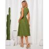 imageGRACE KARIN 2025 Womens Dress Summer Sleeveless Casual Vacation Embroidered Midi Dress with PocketsMatcha Green