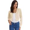 imageGRACE KARIN Womens Open Front Knit Cropped Bolero Shrug Cardigan Sweater Long Sleeve S4XLBeige