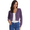 imageGRACE KARIN Womens Open Front Knit Cropped Bolero Shrug Cardigan Sweater Long Sleeve S4XLDark Purple