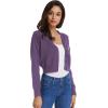 imageGRACE KARIN Womens Open Front Knit Cropped Bolero Shrug Cardigan Sweater Long Sleeve S4XLDark Purple