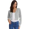 imageGRACE KARIN Womens Open Front Knit Cropped Bolero Shrug Cardigan Sweater Long Sleeve S4XLLight Gray