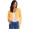 imageGRACE KARIN Womens Open Front Knit Cropped Bolero Shrug Cardigan Sweater Long Sleeve S4XLLight Yellow