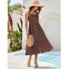imageGRACE KARIN Womens Summer 2025 Midi Dress Spaghetti Strap Smocked Button Casual A Line Long Beach Flowy Sun Dresses PocketsBrown