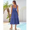 imageGRACE KARIN Womens Summer 2025 Midi Dress Spaghetti Strap Smocked Button Casual A Line Long Beach Flowy Sun Dresses PocketsRoyal Blue