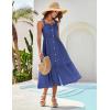 imageGRACE KARIN Womens Summer 2025 Midi Dress Spaghetti Strap Smocked Button Casual A Line Long Beach Flowy Sun Dresses PocketsRoyal Blue