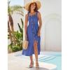 imageGRACE KARIN Womens Summer 2025 Midi Dress Spaghetti Strap Smocked Button Casual A Line Long Beach Flowy Sun Dresses PocketsRoyal Blue