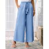 imageGRACE KARIN Womens Summer Wide Leg Pants High Waisted Palazzo Pants Caual Flowy Beach Trousers with PocketsBlue