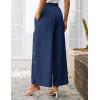 imageGRACE KARIN Womens Summer Wide Leg Pants High Waisted Palazzo Pants Caual Flowy Beach Trousers with PocketsNavy