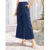 imageGRACE KARIN Womens Summer Wide Leg Pants High Waisted Palazzo Pants Caual Flowy Beach Trousers with PocketsNavy