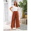 imageGRACE KARIN Womens Summer Wide Leg Pants High Waisted Palazzo Pants Caual Flowy Beach Trousers with PocketsRust Red
