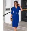 imageGRACE KARIN Womens Work Dress 34 Sleeve V Neck Bodycon Sheath Dress Zipper Up Office Business Dresses with BeltRoyal Blue