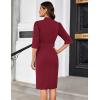imageGRACE KARIN Womens Work Dress 34 Sleeve V Neck Bodycon Sheath Dress Zipper Up Office Business Dresses with BeltWine Red