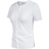 imageWomens Short Sleeve Cardigan Crewneck Basic Casual Button Down Knit Soft SweaterBright White