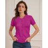 imageWomens Short Sleeve Cardigan Crewneck Basic Casual Button Down Knit Soft SweaterHot Pink
