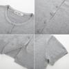 imageWomens Short Sleeve Cardigan Crewneck Basic Casual Button Down Knit Soft SweaterLight Gray