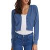 imageGRACE KARIN Womens Open Front Knit Cropped Bolero Shrug Cardigan Sweater Long Sleeve S4XLDark Blue