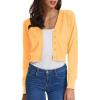 imageGRACE KARIN Womens Open Front Knit Cropped Bolero Shrug Cardigan Sweater Long Sleeve S4XLLight Yellow