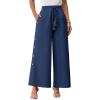 imageGRACE KARIN Womens Summer Wide Leg Pants High Waisted Palazzo Pants Caual Flowy Beach Trousers with PocketsNavy