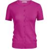 imageWomens Short Sleeve Cardigan Crewneck Basic Casual Button Down Knit Soft SweaterHot Pink