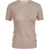 imageWomens Short Sleeve Cardigan Crewneck Basic Casual Button Down Knit Soft SweaterKhaki