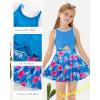 imageGRACE KARIN Girls One Piece Swimsuit Cutout High Waisted Tie Knot 2 Piece Bathing Suit with Bikini Kids SwimwearBluefloral