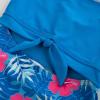 imageGRACE KARIN Girls One Piece Swimsuit Cutout High Waisted Tie Knot 2 Piece Bathing Suit with Bikini Kids SwimwearBluefloral
