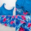 imageGRACE KARIN Girls One Piece Swimsuit Cutout High Waisted Tie Knot 2 Piece Bathing Suit with Bikini Kids SwimwearBluefloral