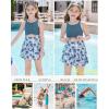 imageGRACE KARIN Girls One Piece Swimsuit Cutout High Waisted Tie Knot 2 Piece Bathing Suit with Bikini Kids SwimwearHaze Bluecoconut Tree