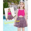 imageGRACE KARIN Girls One Piece Swimsuit Cutout High Waisted Tie Knot 2 Piece Bathing Suit with Bikini Kids SwimwearPinkleopard