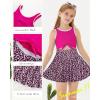 imageGRACE KARIN Girls One Piece Swimsuit Cutout High Waisted Tie Knot 2 Piece Bathing Suit with Bikini Kids SwimwearPinkleopard