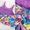 imageGRACE KARIN Girls One Piece Swimsuit Cutout High Waisted Tie Knot 2 Piece Bathing Suit with Bikini Kids SwimwearPurpleleaves
