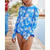 imageGRACE KARIN Girls One Piece Swimsuits Long Sleeve Bathing Suits Swimwear 514YBlue Coconut Tree