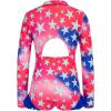 imageGRACE KARIN Girls One Piece Swimsuits Long Sleeve Bathing Suits Swimwear 514YBlue Red Stars