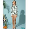 imageGRACE KARIN Girls One Piece Swimsuits Long Sleeve Bathing Suits Swimwear 514YGreen Coconut Tree