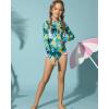 imageGRACE KARIN Girls One Piece Swimsuits Long Sleeve Bathing Suits Swimwear 514YGreen Pink Floral