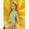 imageGRACE KARIN Girls One Piece Swimsuits Long Sleeve Bathing Suits Swimwear 514YLight Green Daisy