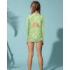 imageGRACE KARIN Girls One Piece Swimsuits Long Sleeve Bathing Suits Swimwear 514YLight Green Daisy