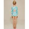 imageGRACE KARIN Girls One Piece Swimsuits Long Sleeve Bathing Suits Swimwear 514YLight Green Floral