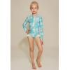 imageGRACE KARIN Girls One Piece Swimsuits Long Sleeve Bathing Suits Swimwear 514YLight Green Floral