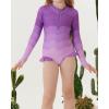 imageGRACE KARIN Girls One Piece Swimsuits Long Sleeve Bathing Suits Swimwear 514YPurple Gradient