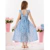 imageGRACE KARIN Girls Tie Back Floral Dress Flutter Sleeves Casual Spring Summer Maxi Dresses for 514YBlue Floral